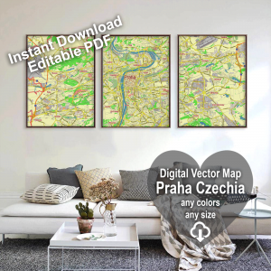 Prague Praha Czech Republic editable layered PDF Vector Map