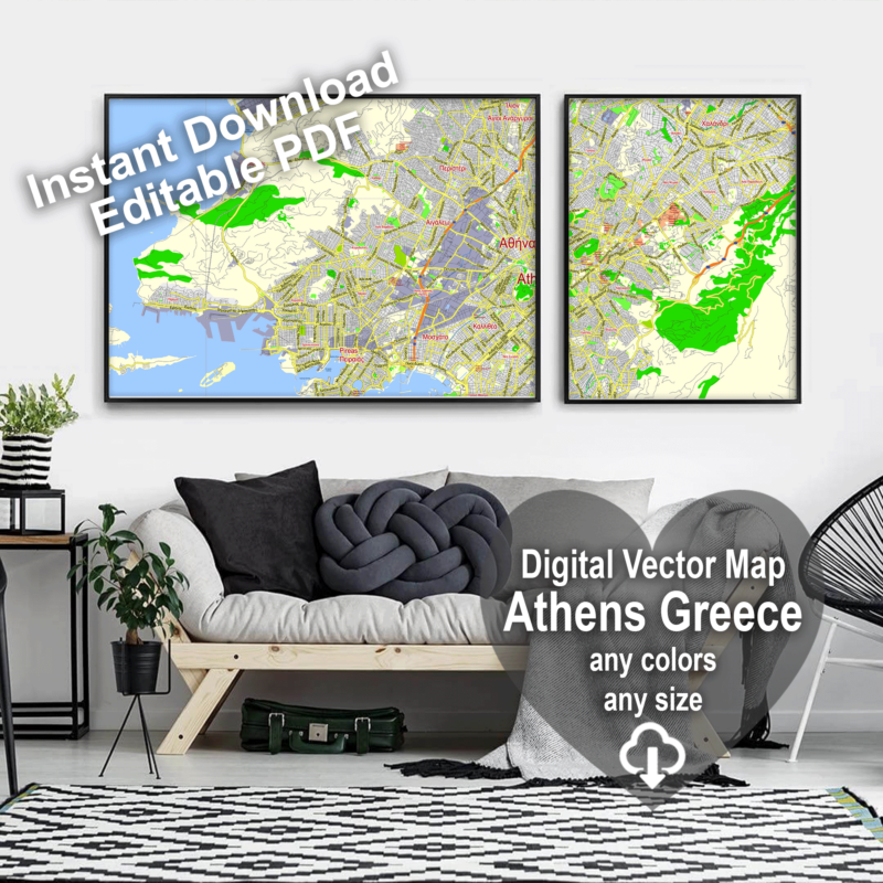 Greece Map.pdf Athens Greece printable editable PDF layered Vector Map – Maps in ...