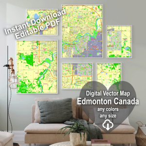 Edmonton Canada printable editable layered PDF Vector Map