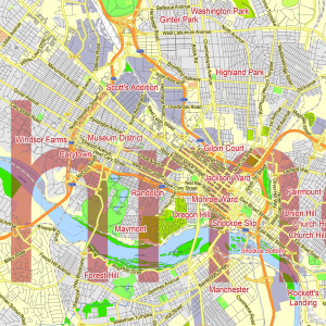 Richmond Virginia US editable layered PDF Vector Map v.2