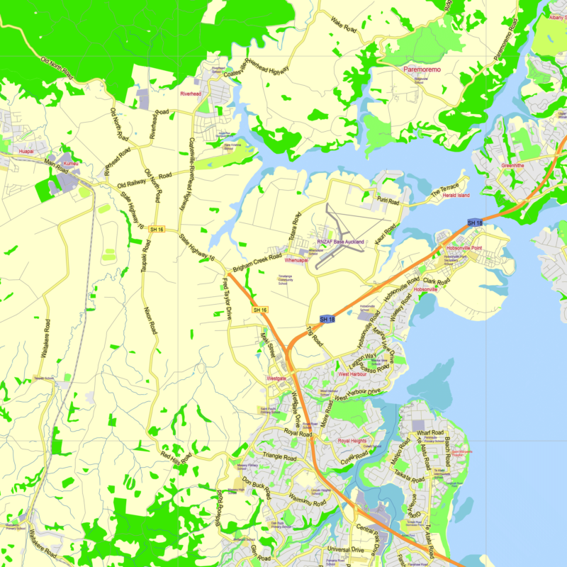 Auckland New Zealand printable editable PDF layered Vector Map v.2