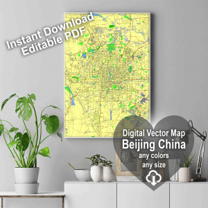 Beijing China printable editable PDF layered Vector Map