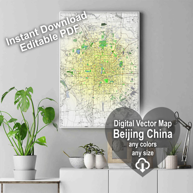 Beijing China printable editable PDF layered Vector Map – Maps in ...