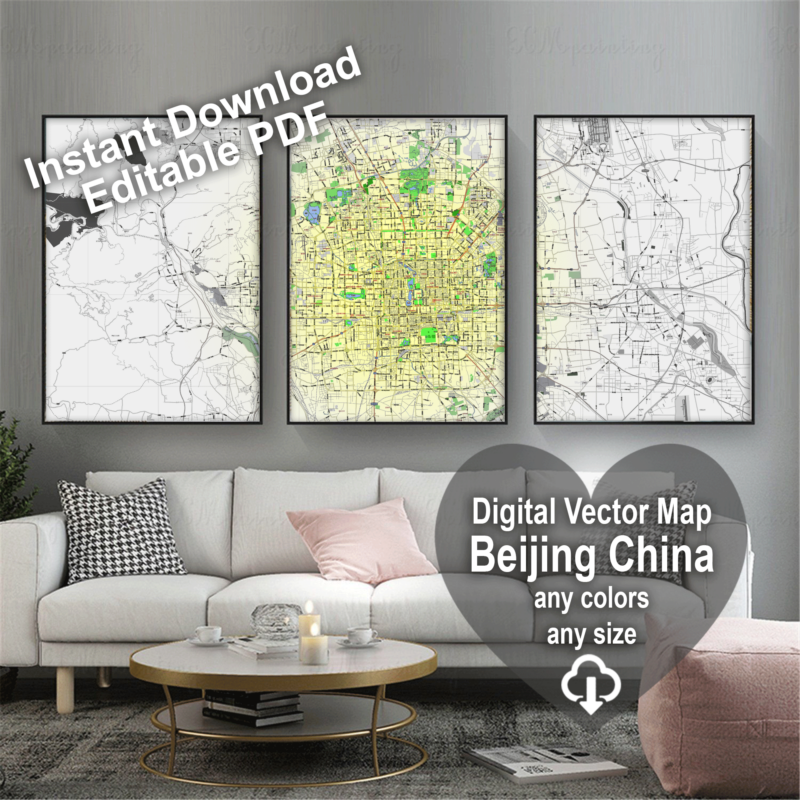 Beijing China printable editable PDF layered Vector Map – Maps in ...