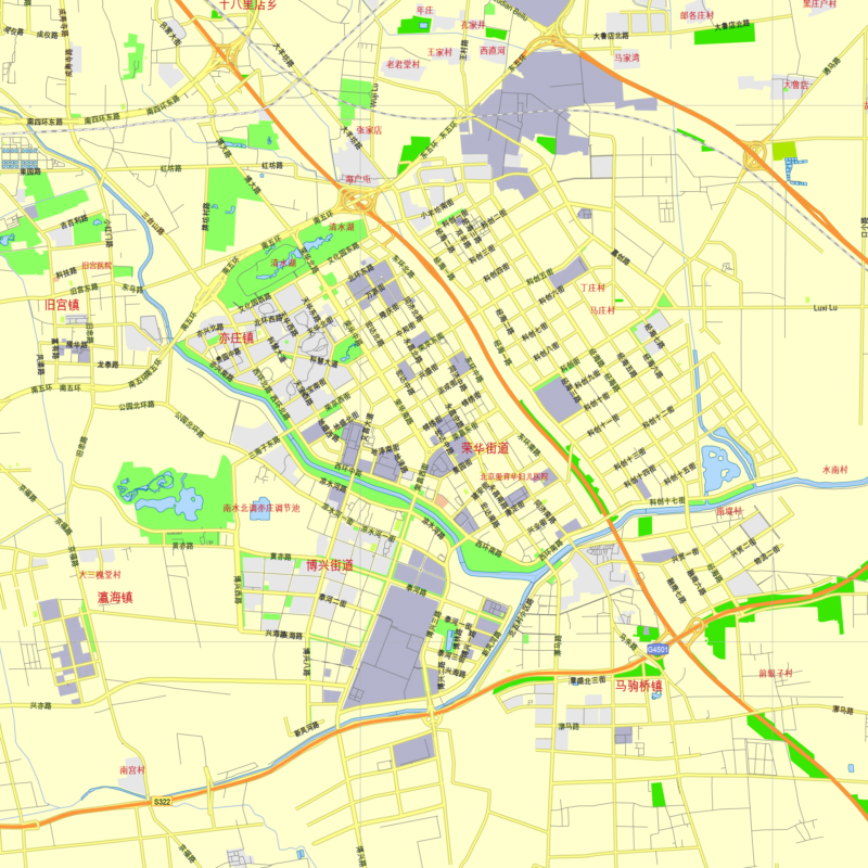 Beijing China printable editable PDF layered Vector Map – Maps in ...
