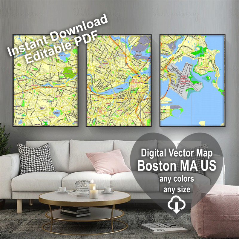 Boston Massachusetts US Crop Printable Editable Layered Vector Map Printable Map Boston Ms Us G View Level 13 Ai 10 Pdf 00 1 1 800x800 