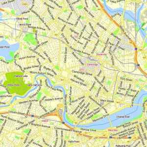 Boston Massachusetts US (crop) printable editable layered Vector Map