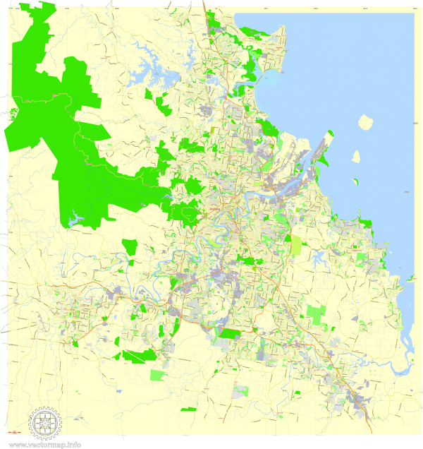 Brisbane Australia printable editable layered PDF Vector Map v.2