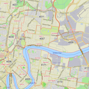 Brisbane Australia + zipcodes printable editable layered PDF Vector Map v.3