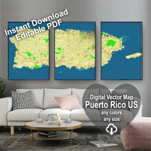 Puerto Rico State US editable layered PDF Vector Map