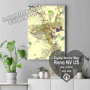Reno Nevada US editable layered PDF Vector Map
