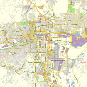 Reno Nevada US editable layered PDF Vector Map