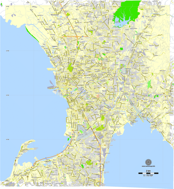 Manila Philippines editable layered PDF Vector Map