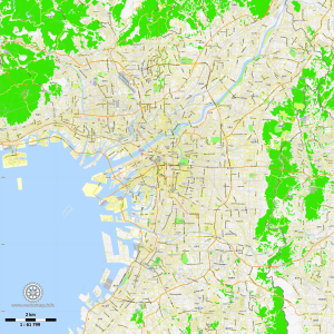 Osaka Japan editable layered PDF Vector Map