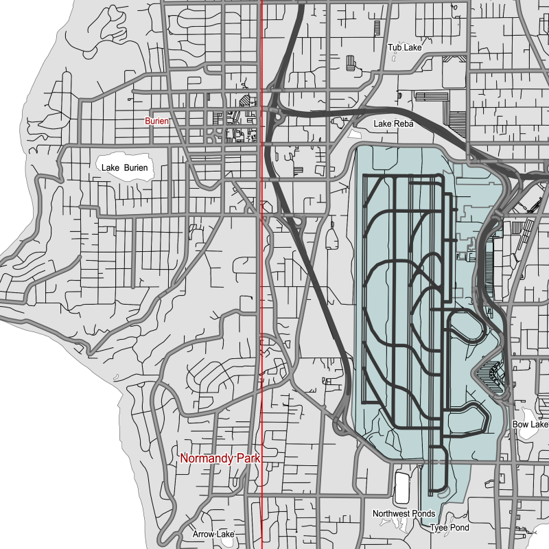 Seattle Washington US Map Vector City Plan Low Detailed (simple white + black hc) Street Map editable Adobe Illustrator in layers