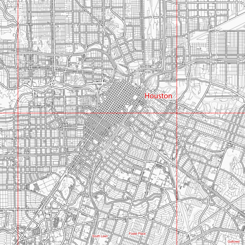 Houston Texas US Map Vector City Plan Low Detailed (simple white ...
