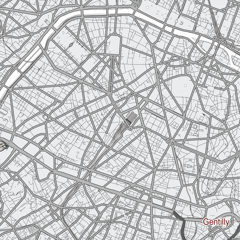 Paris France Map Vector City Plan Low Detailed (simple white) Street Map editable Adobe Illustrator in layers