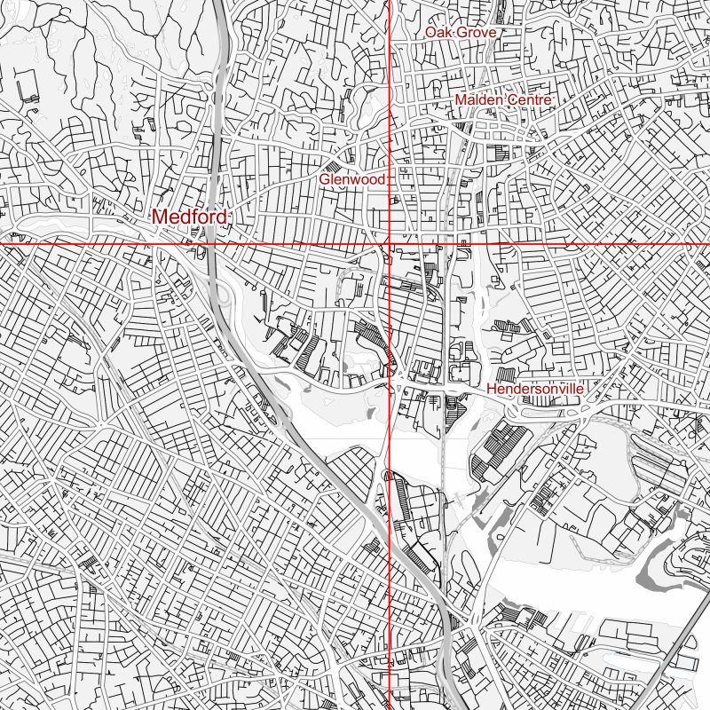 Boston Massachusetts US Map Vector City Plan Low Detailed (simple white) Street Map editable Adobe Illustrator in layers