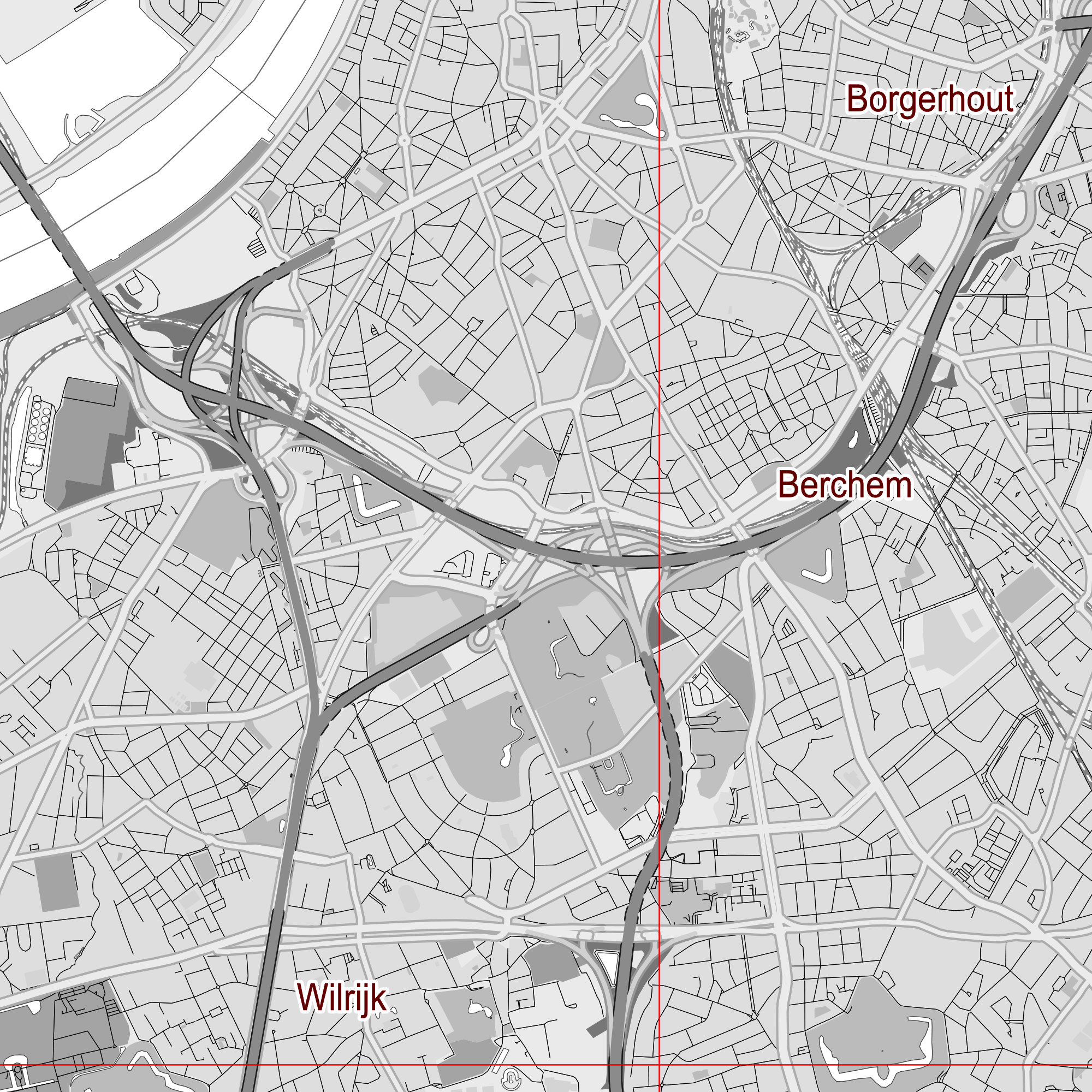 Antwerpen Belgium PDF Vector Map: City Plan Low Detailed (simple white) Street Map editable Adobe PDF in layers