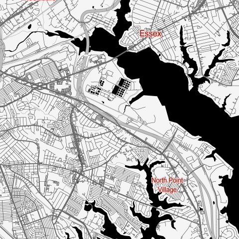 Baltimore Maryland US Map Vector City Plan Low Detailed Simple Black 7 1 480x480