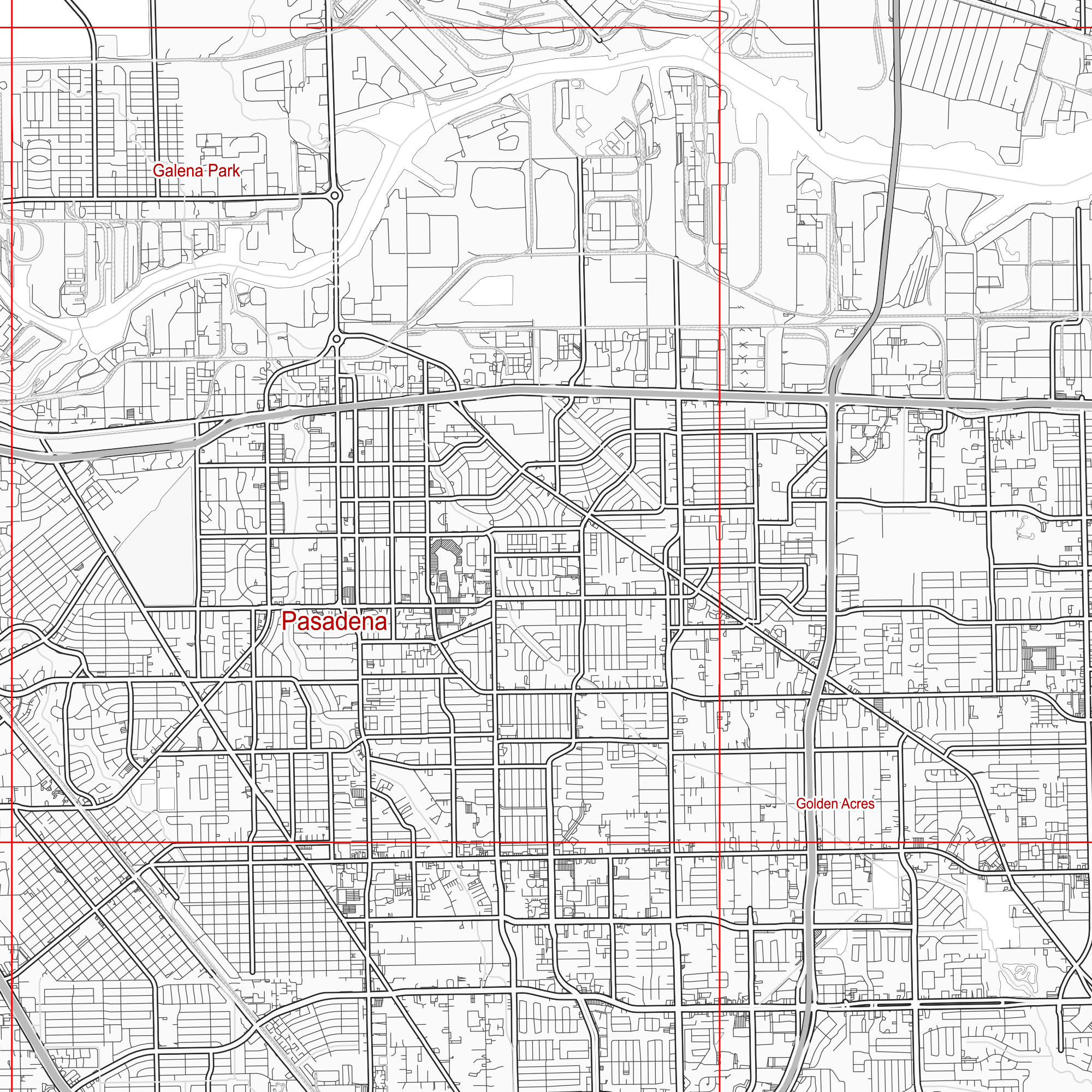 Houston Texas US PDF Vector Map: City Plan Low Detailed (simple white) Street Map editable Adobe PDF in layers