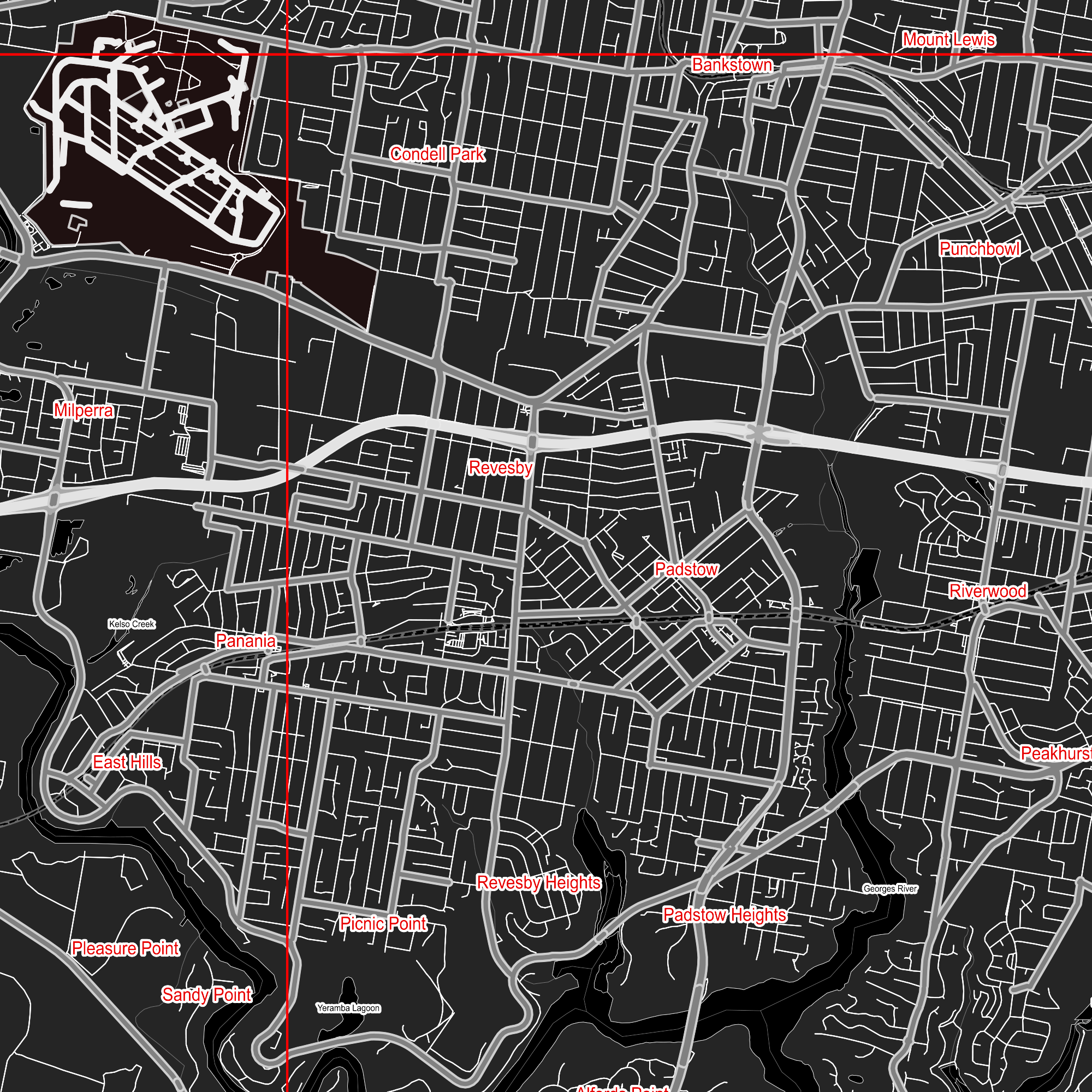 Sydney Australia Map Vector City Plan Low Detailed (simple BLACK & WHITE version) Street Map editable Adobe Illustrator in layers