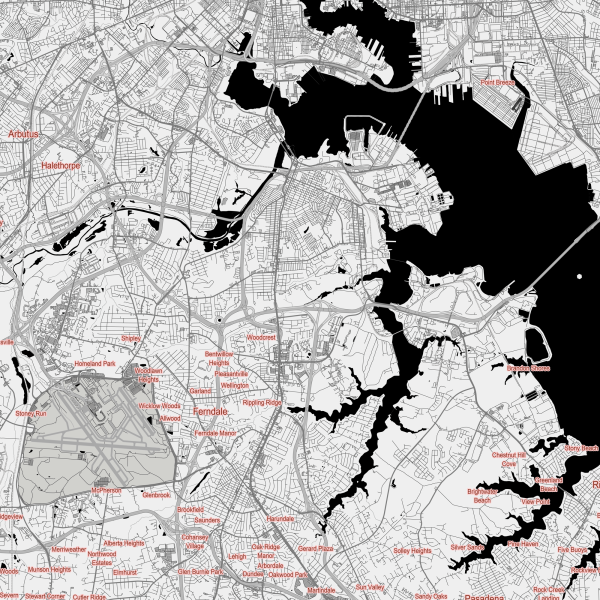 Baltimore Maryland US Map Vector City Plan Low Detailed Simple Black Baltimore Maryland Map Vector Gvl13bw 7 600x600 