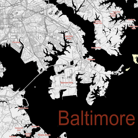 Baltimore Maryland US Map Vector City Plan Low Detailed Simple Black Baltimore Maryland Map Vector Gvl13bw 8 480x480