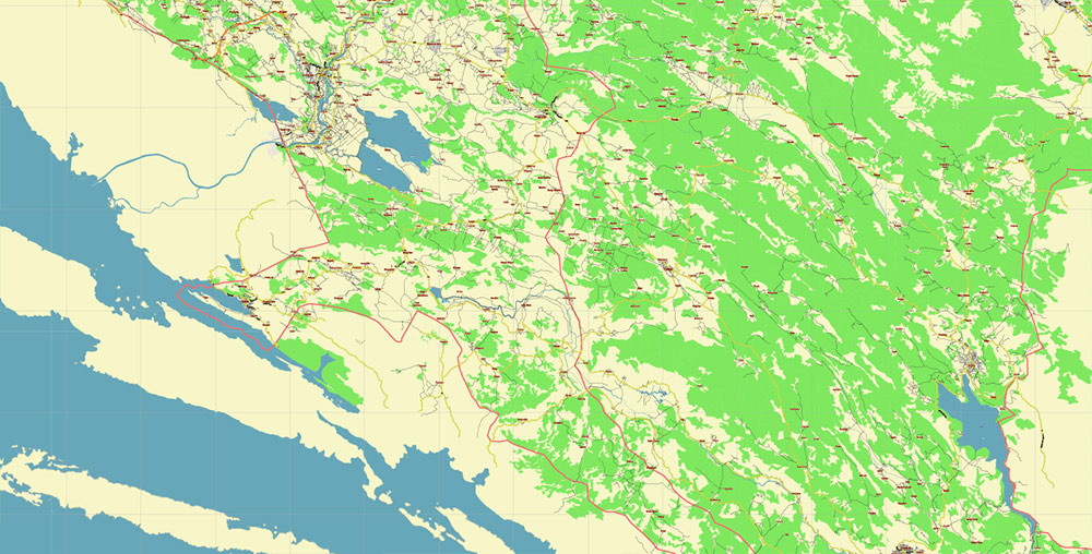 Bosnia and Herzegovina Vector Map: Full Extra 01 High Detailed All roads Map, editable Adobe Illustrator in layers