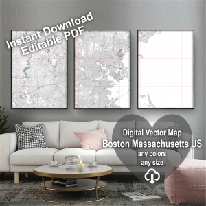 Boston Massachusetts US Map Vector City Plan Low Detailed (simple white ...