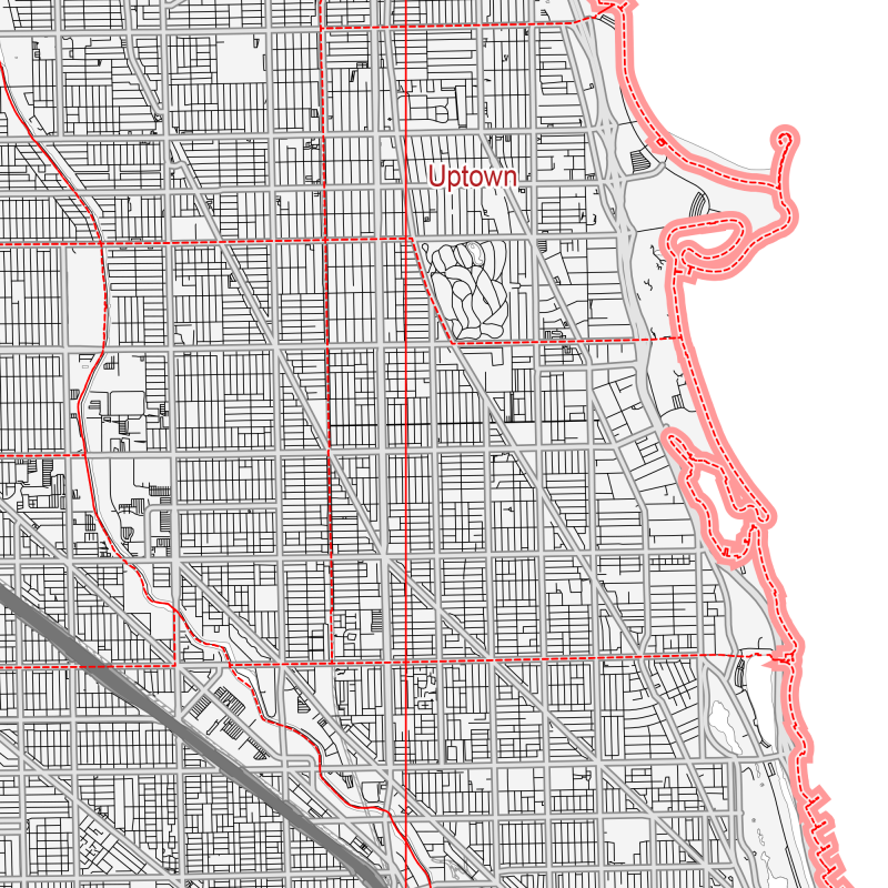 Chicago Illinois US Map Vector City Plan Low Detailed (simple white admin) Street Map editable Adobe Illustrator in layers