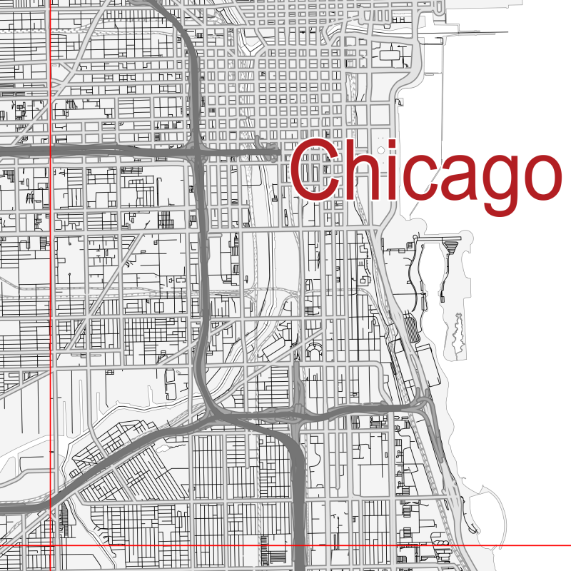 Chicago Illinois US Map Vector City Plan Low Detailed (simple white) Street Map editable Adobe Illustrator in layers