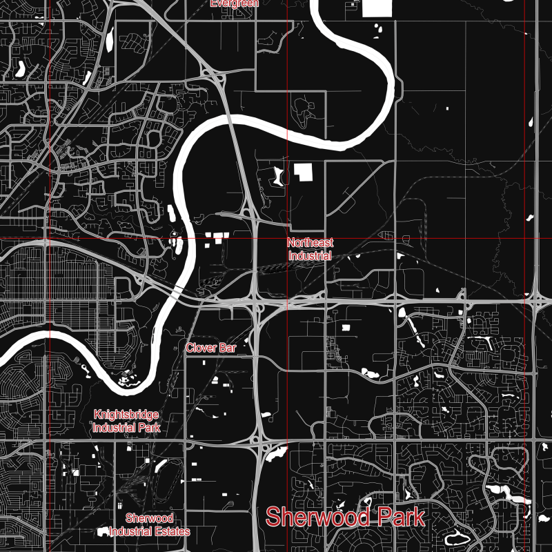 Edmonton Canada Map Vector City Plan Low Detailed (simple white) Street Map editable Adobe Illustrator in layers