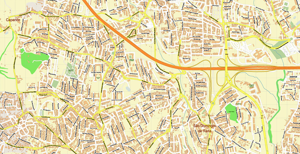 Lisbon (Lisboa) Portugal PDF Vector Map: Exact High Detailed City Plan editable Adobe PDF Street Map in layers