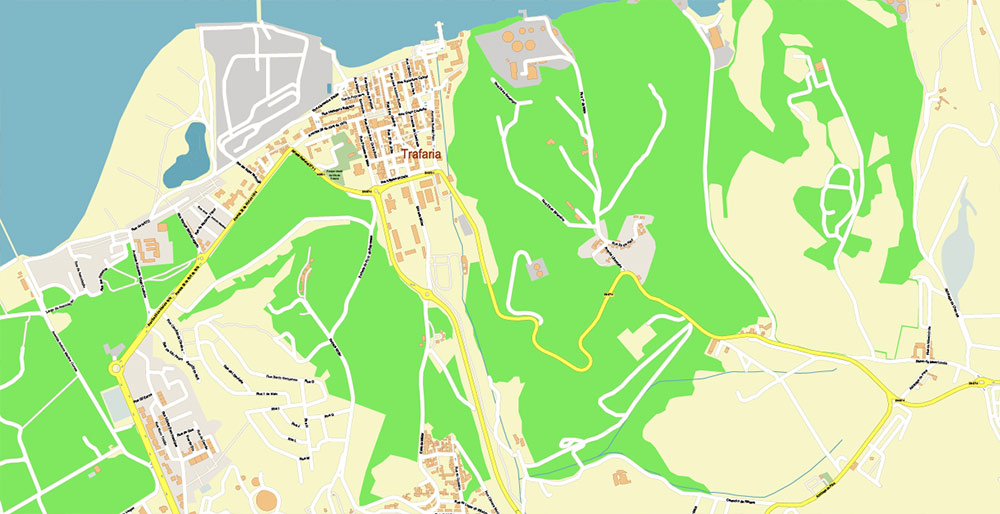 Lisbon (Lisboa) Portugal PDF Vector Map: Exact High Detailed City Plan editable Adobe PDF Street Map in layers