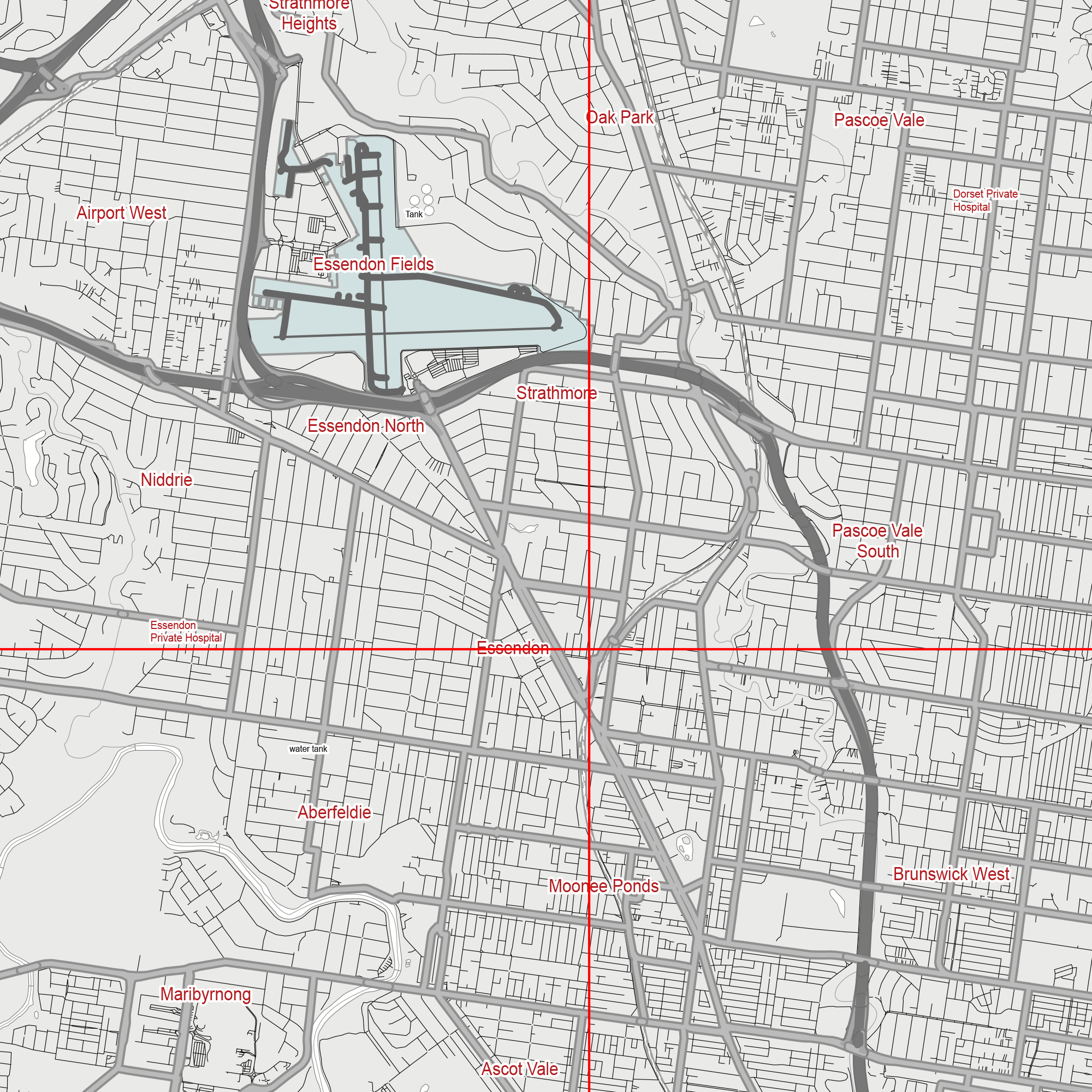 Melbourne Australia Map Vector City Plan Low Detailed (simple white) Street Map editable Adobe Illustrator in layers