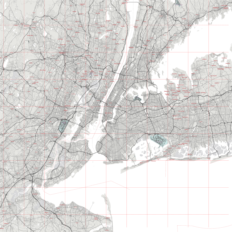 New York City US Map Vector City Plan Low Detailed (simple white) Street Map editable Adobe Illustrator in layers