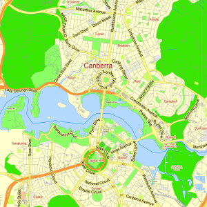 Canberra Australia editable layered PDF Vector Map