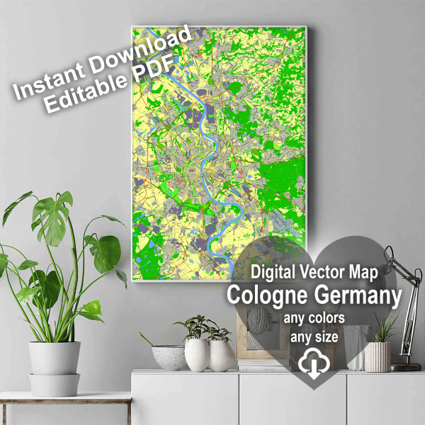 Cologne Germany editable layered PDF Vector Map