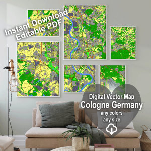 Cologne Germany editable layered PDF Vector Map