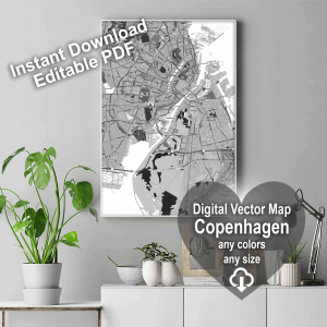 Copenhagen Denmark editable layered PDF Vector Map