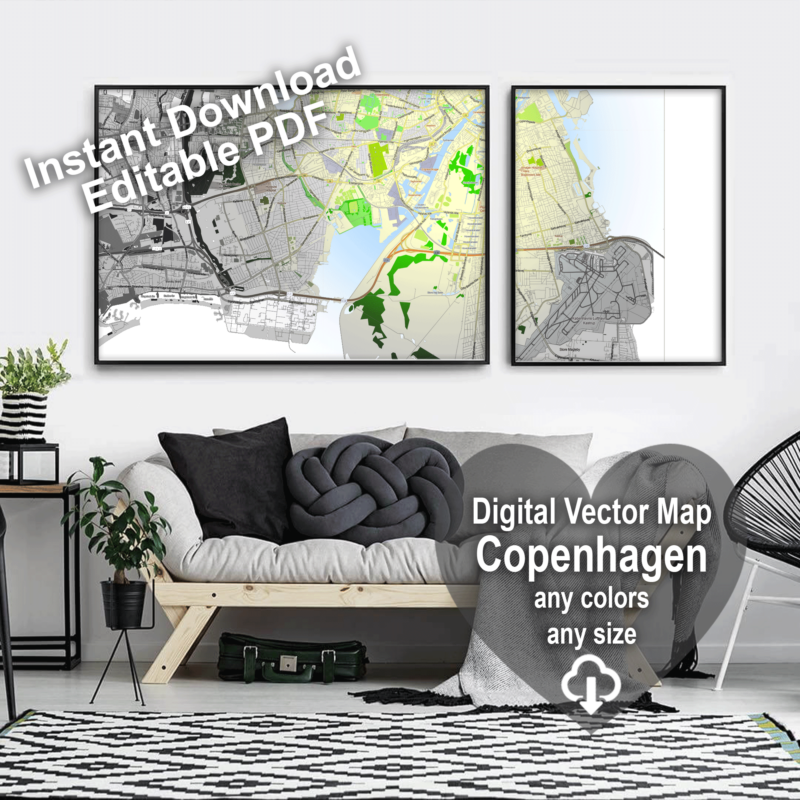 Copenhagen Denmark Editable Layered Pdf Vector Map