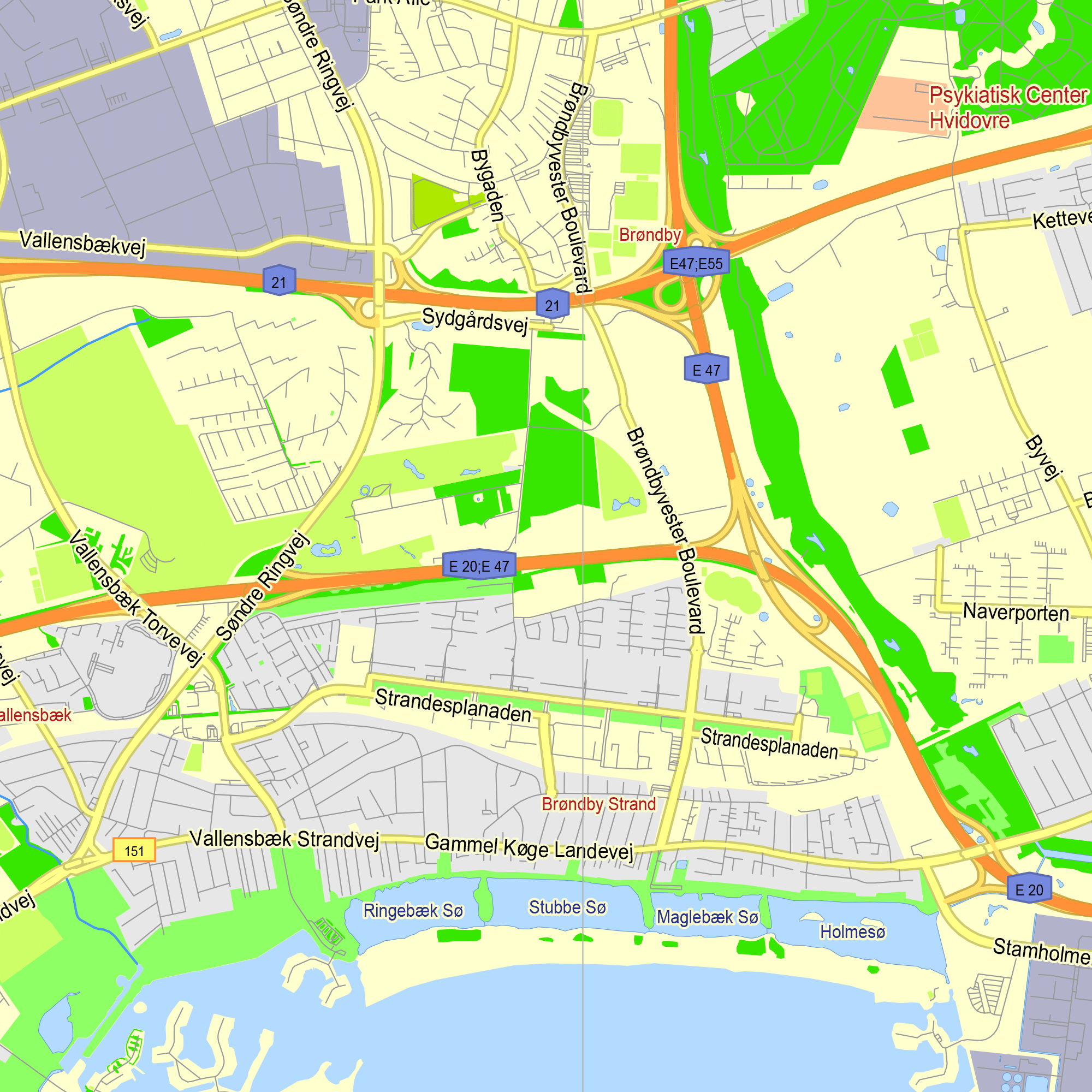 Copenhagen Denmark editable layered PDF Vector Map