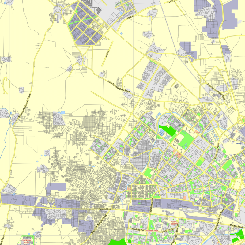 Delhi India editable layered PDF Vector Map