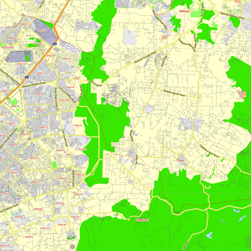 Delhi India editable layered PDF Vector Map