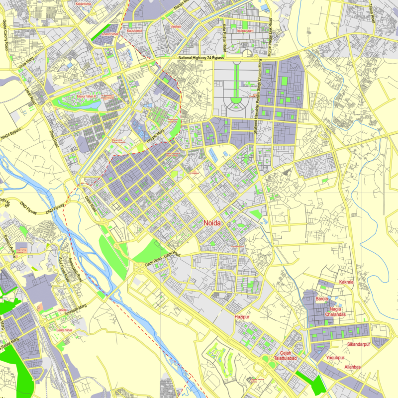 Delhi India editable layered PDF Vector Map