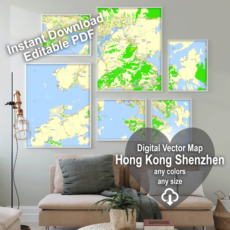 Hong Kong Shenzhen China Editable Layered Pdf Vector Map Hong Kong Shenzhen China Editable Layered Pdf Vector Map