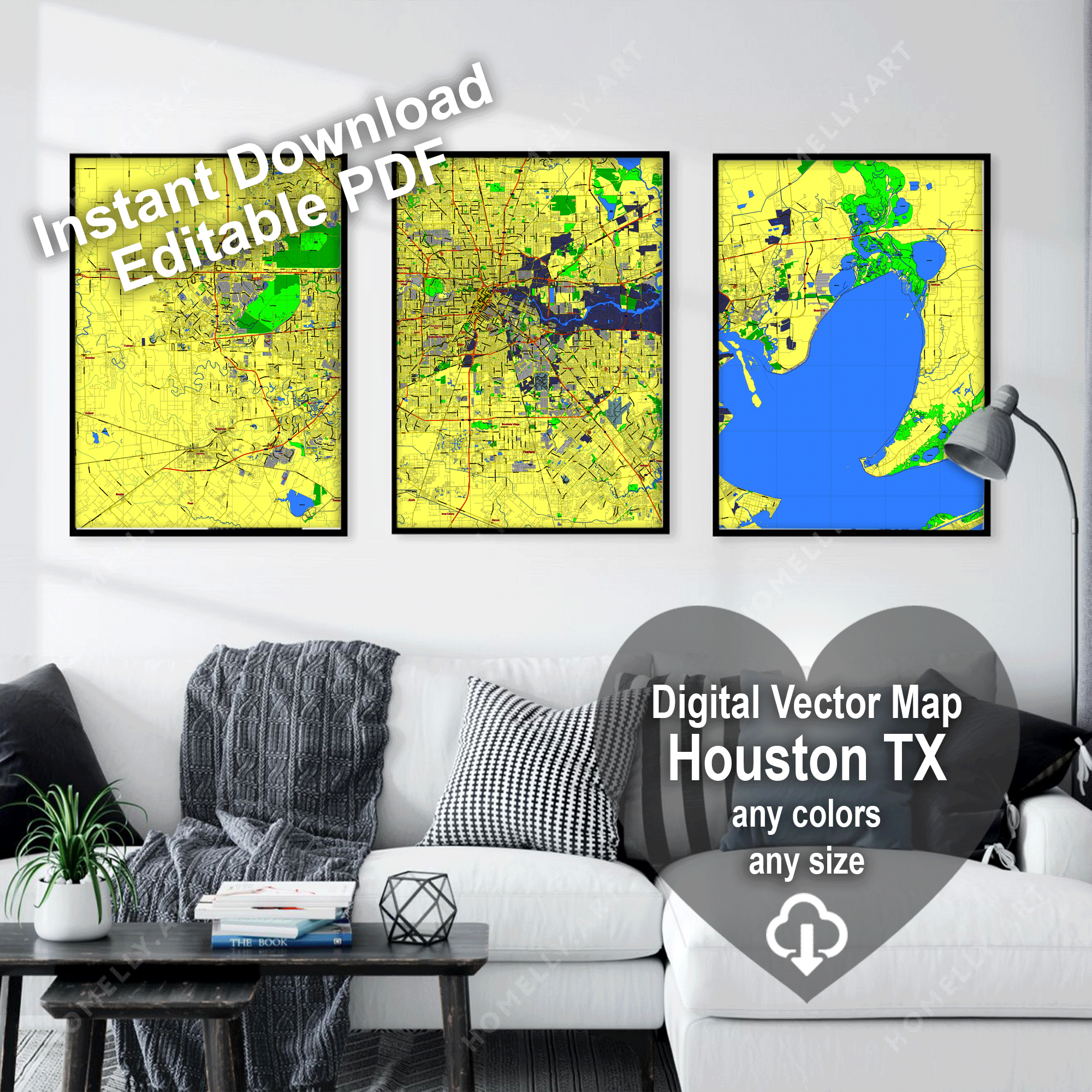Houston Texas US editable layered PDF Vector Map – Maps in Vector ...