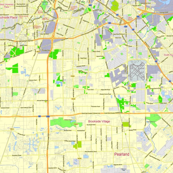 Houston Texas US editable layered PDF Vector Map – Maps in Vector ...