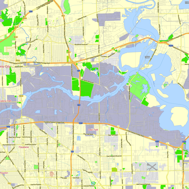 Houston Texas US editable layered PDF Vector Map – Maps in Vector ...